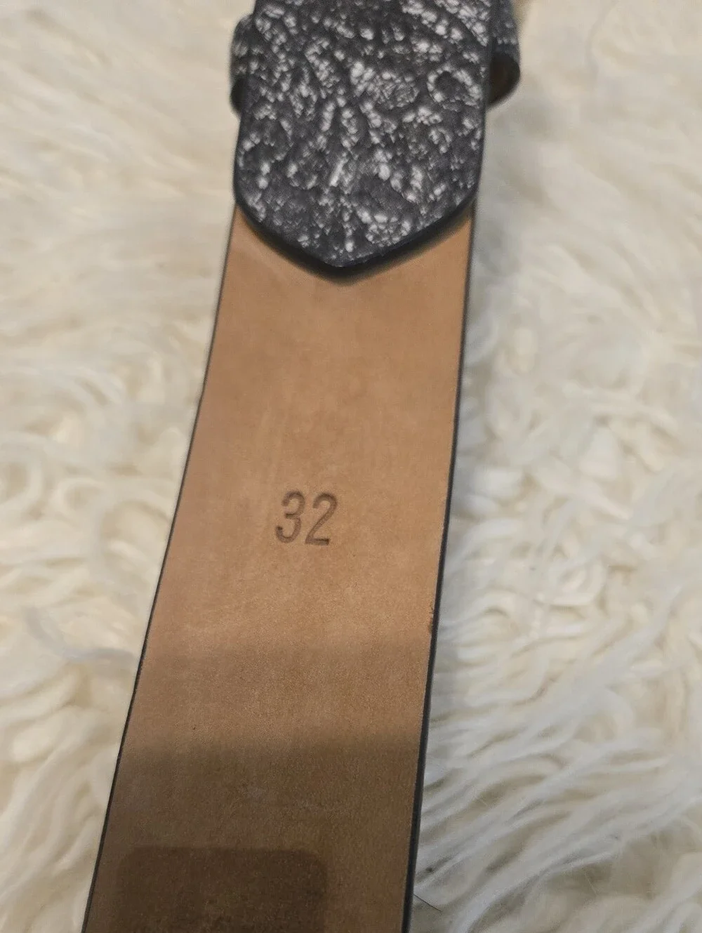 Men's Black Textured Leather Belt with Silver Buckle